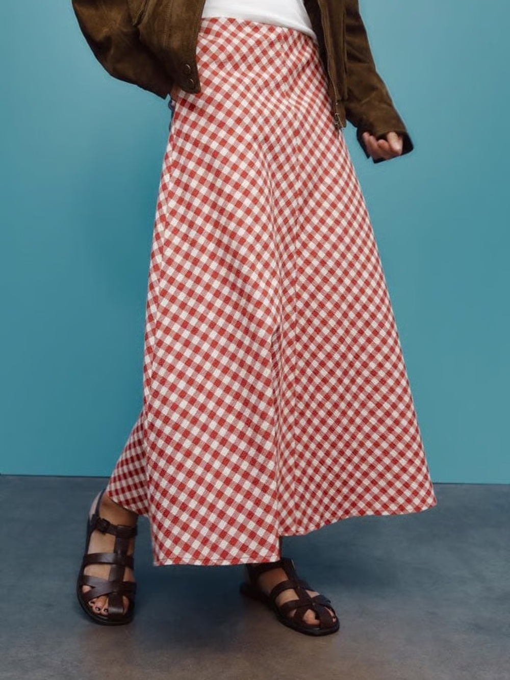 Zara Red Gingham A-Line Skirt. Size M. - Picture 2 of 6